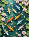 Koi Fishes In A Pond - Rolled Paint By Numbers