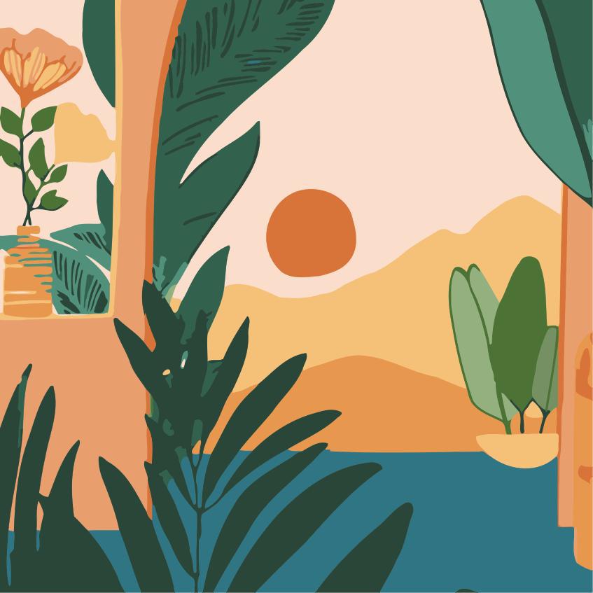 [MINI-29] Rolled Mini Paint by Numbers - Colorful Sunrise (Rolled Canvas)