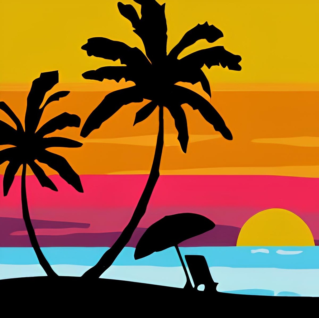 [MINI-31] Rolled Mini Paint by Numbers - Beach Vibes (Rolled Canvas)