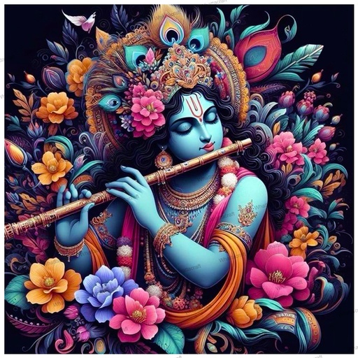 [WAC1-52] Krishna Playing Flute - Rolled Paint By Numbers
