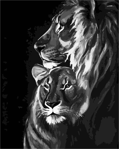 [WAC1-4] Lion King And Queen - Rolled Paint By Numbers
