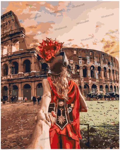 [WAC1-69] Lady In Front Of Colosseum In Rome - Rolled Paint By Numbers