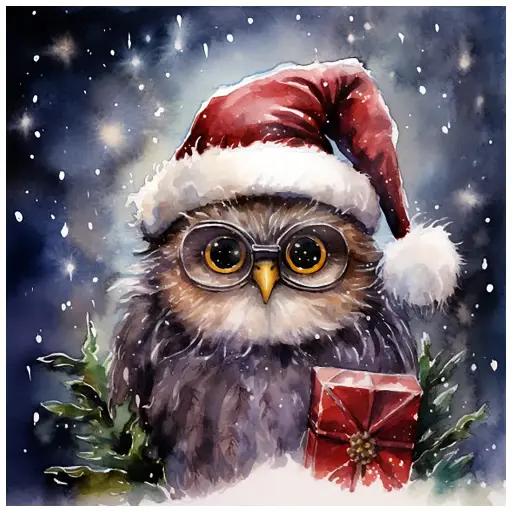 [WAC1-46] Christmas Owl - Rolled Paint By Numbers