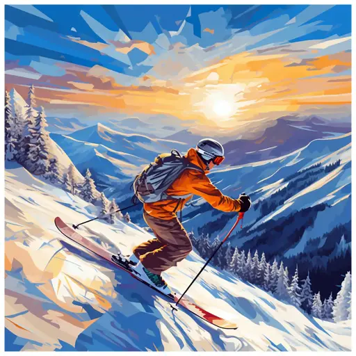 [WAC1-71] Ski in The Mountains - Rolled Paint By Numbers