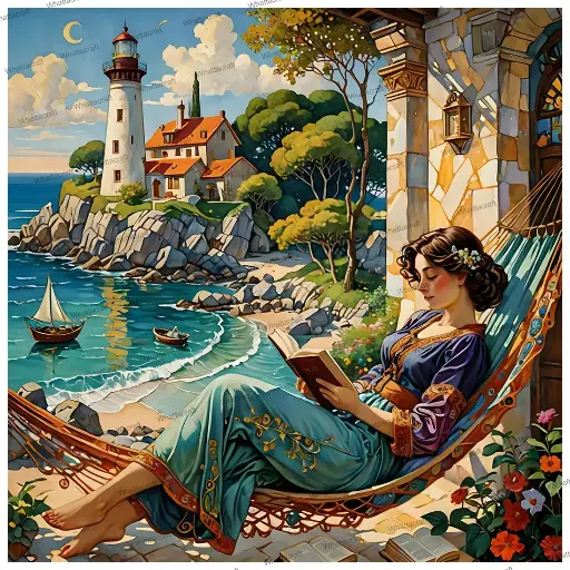 [WAC1-102] Lighthouse Seaside Reading - Rolled Paint By Numbers