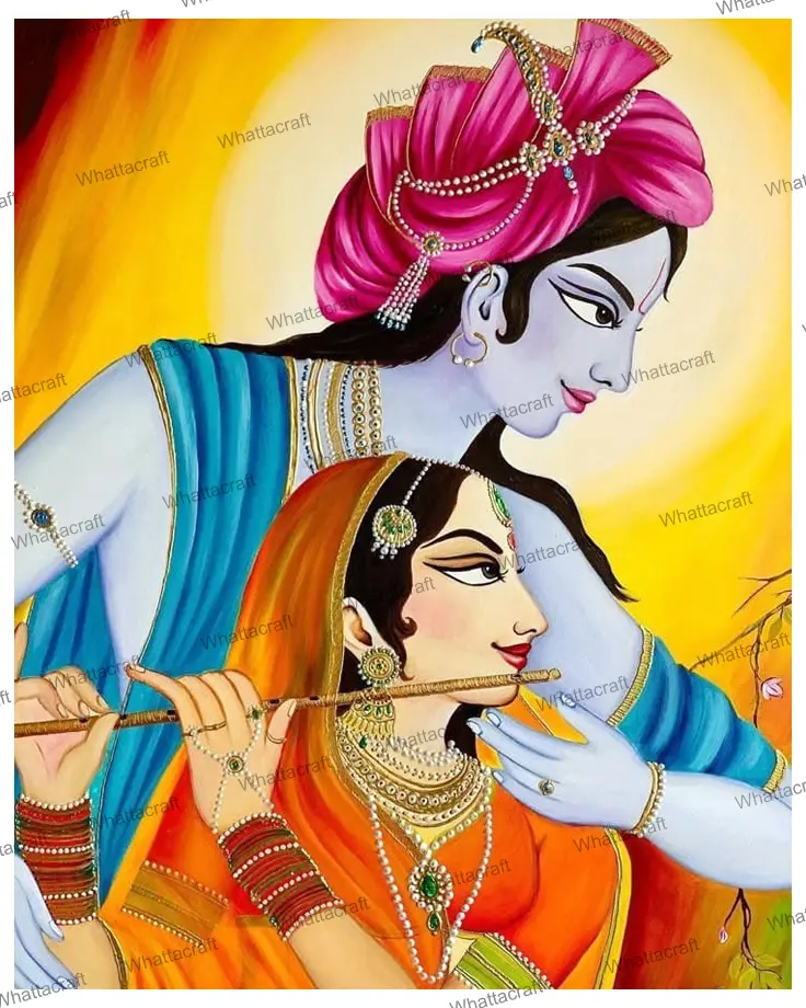 Shere krishna & radha rani Traditional Indian Divine- Rolled Paint By ...