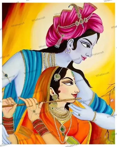 [WAC1-107] Shere krishna & radha rani Traditional Indian Divine- Rolled Paint By Numbers 