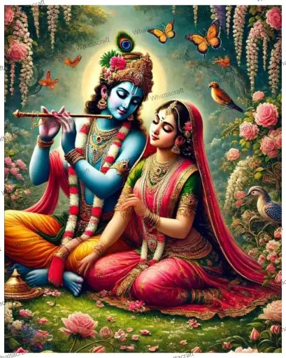 [WAC1-109] Radha Krishna Divine Scene - Rolled Paint By Numbers