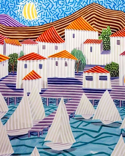 [WAC1-11] City And Boats - Rolled Paint By Numbers 