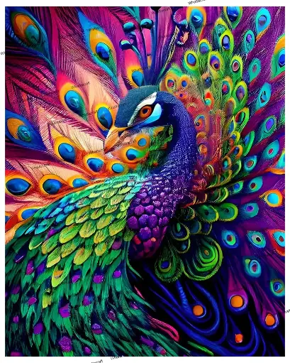 [WAC1-120] Beautiful Peacock- Rolled Paint By Numbers 