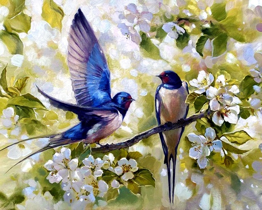 [WAC1-12] Bluebird Couple - Rolled Paint By Numbers