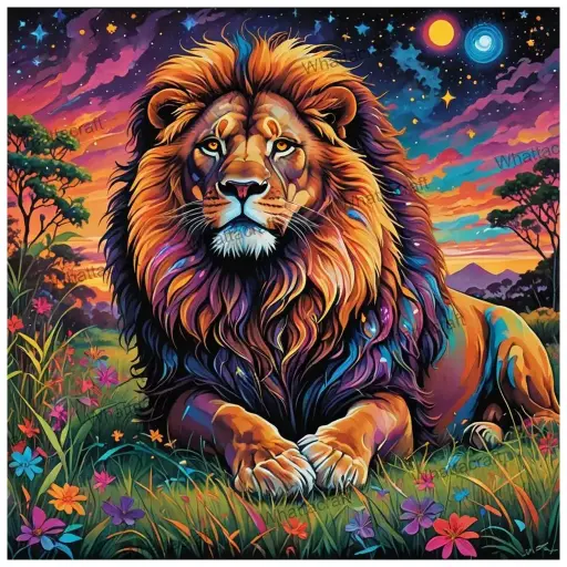 [WAC1-124]  Cosmic Lion - Rolled Paint By Numbers 