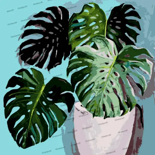 [MINI-90] Framed Mini Paint by Numbers - Monstera in a Pot
