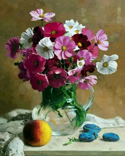 [WAC1-14] Anemonies Still Life - Rolled Paint By Numbers