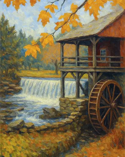 [WAC-138]  The Old Mill By The River - Rolled Paint By Numbers 