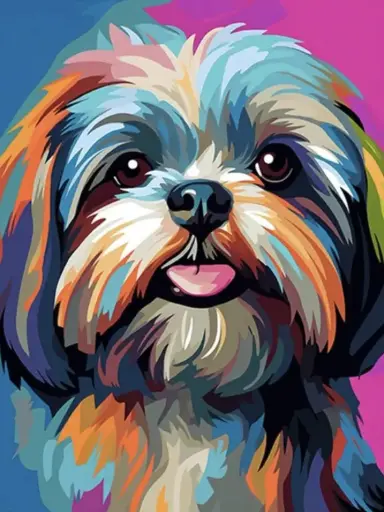 [WAC-154]  Colourful Dog - Rolled Paint By Numbers 